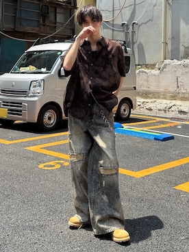 「アイテム（シャツ/ブラウス）」を使った、くま🧸さん（メンズ・174cm）の夏コーディネート