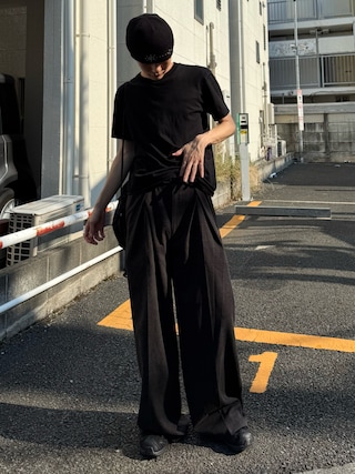 「HANES（ヘインズ）の【HANES】「KURO」クルーネックTシャツ（Tシャツ/カットソー）」を使った、くま🧸さん（メンズ・174cm）の秋コーディネート