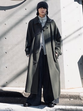 「アイテム（ステンカラーコート）」を使った、くま🧸さん（メンズ・174cm）の秋コーディネート
