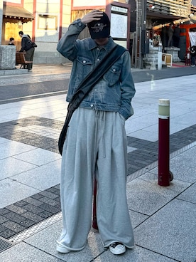 「アイテム（スウェットパンツ）」を使った、くま🧸さん（メンズ・174cm）の冬コーディネート