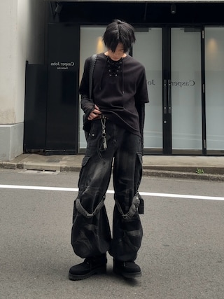 「CLEL（クレイル）の【CLEL】Functional Thermal Lace-Up Short Sleeve T-Shirt / ファンクショナリー サーマルレースアップ半袖Tシャツ（Tシャツ/カットソー）」を使った、くま🧸さん（メンズ・174cm）の春コーディネート