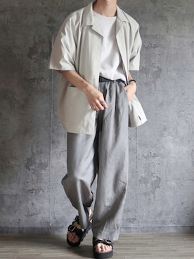 「JUNRED（ジュンレッド）のアイテム（Tシャツ/カットソー）」を使った、くま🧸さん（メンズ・174cm）の夏コーディネート