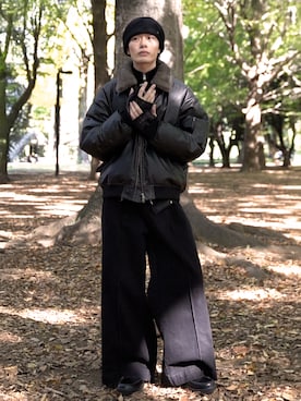 「アイテム（MA-1）」を使った、くま🧸さん（メンズ・174cm）の秋コーディネート