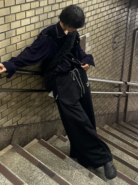 「SHINYAKOZUKA（シンヤコヅカ）のアイテム（スウェットパンツ）」を使った、くま🧸さん（メンズ・174cm）の秋コーディネート