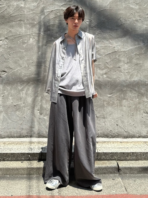 SLIGHT FLARE DOUBLE CLOTH BAGGY SLACKS