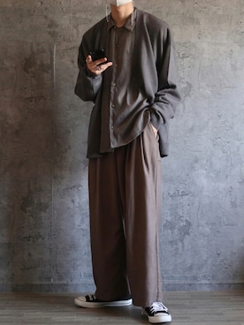 「shiki tokyo（シキトウキョウ）のアイテム（パンツ）」を使った、くま🧸さん（メンズ・174cm）の夏コーディネート