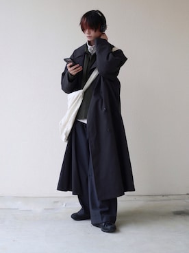 「CASPER JOHN（キャスパージョン）のアイテム（トレンチコート）」を使った、くま🧸さん（メンズ・174cm）の秋コーディネート