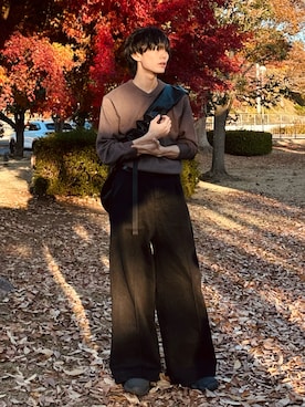 「アイテム（ニット/セーター）」を使った、くま🧸さん（メンズ・174cm）の秋コーディネート
