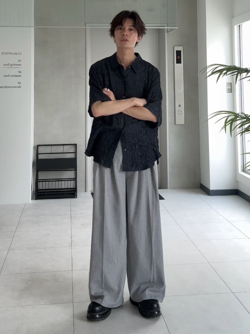 CLEL】Linen Blend 3D Tuck Slacks/リネンブレンド 3Dタック