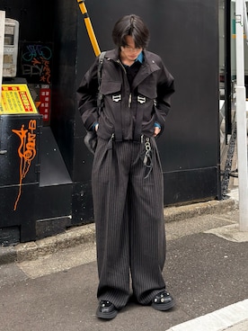 「GLACK（グラック）のGB009 ベルトディテールデニムショルダーバッグ (ブラック)（ショルダーバッグ、その他）」を使った、くま🧸さん（メンズ・174cm）の春コーディネート