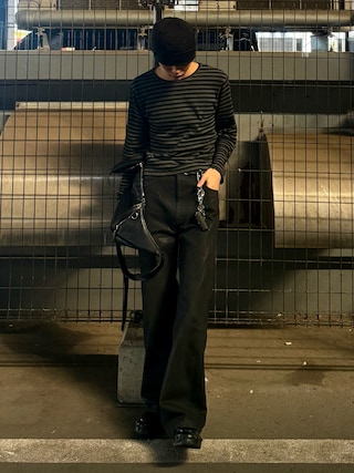「CLEL(クレイル)の【CLEL】Coating Denim Pants / コーティングデニムパンツ(デニムパンツ)」を使った、くま🧸さん(メンズ・174cm)の秋コーディネート