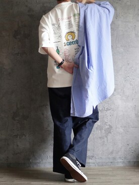 「RAGEBLUE（レイジブルー）のアイテム（デニムパンツ）」を使った、くま🧸さん（メンズ・174cm）の夏コーディネート