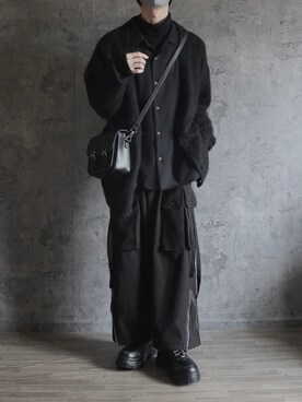 「JUNRED（ジュンレッド）のアイテム（Tシャツ/カットソー）」を使った、くま🧸さん（メンズ・174cm）の冬コーディネート