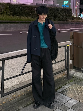 「WISH FOR EVER(ウィッシュフォーエバー)のHENRY NECK MELANGE KNIT/ヘンリーネックメランジニット(ニット/セーター)」を使った、くま🧸さん(メンズ・174cm)の秋コーディネート