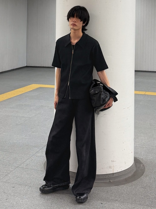 「CLEL(クレイル)の【CLEL】Giza Cotton Zip Rib T-Shirt / ギザコットン ジップリブTシャツ(Tシャツ/カットソー)」を使った、くま🧸さん(メンズ・174cm)の夏コーディネート