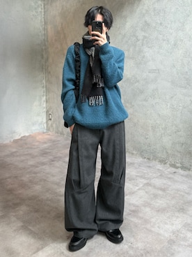 「アイテム（マフラー）」を使った、くま🧸さん（メンズ・174cm）の冬コーディネート