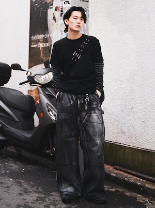 「EPNK（イーピーエヌケー）のAssorted border long sleeve tee / アソートボーダーロングスリーブtee（Tシャツ/カットソー）」を使った、くま🧸さん（メンズ・174cm）の春コーディネート