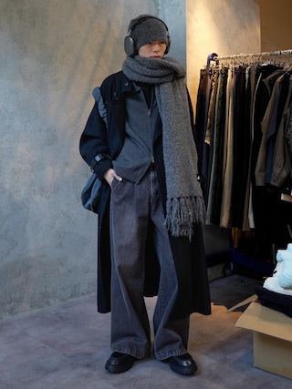 「CASPER JOHN（キャスパージョン）のWool melton over coat/ウールメルトンオーバーコート（ステンカラーコート）」を使った、くま🧸さん（メンズ・174cm）の冬コーディネート
