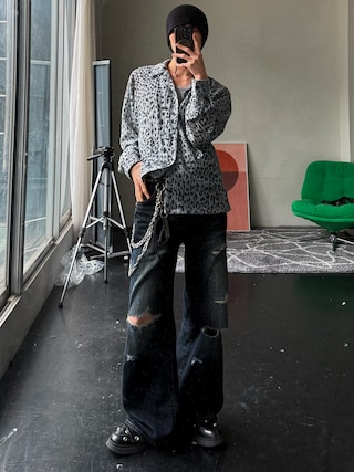 「CLEL(クレイル)の【CLEL】Vintage Design Damage Pantalon Denim Pants / ヴィンテージデザイン ダメージパンタロンデニムパンツ(デニムパンツ)」を使った、くま🧸さん(メンズ・174cm)の夏コーディネート