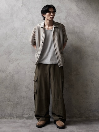 「CASPER JOHN（キャスパージョン）のStripe lace shirts/ストライプレースシャツ（シャツ/ブラウス）」を使った、くま🧸さん（メンズ・174cm）の春コーディネート