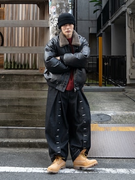 「アイテム（MA-1）」を使った、くま🧸さん（メンズ・174cm）の秋コーディネート