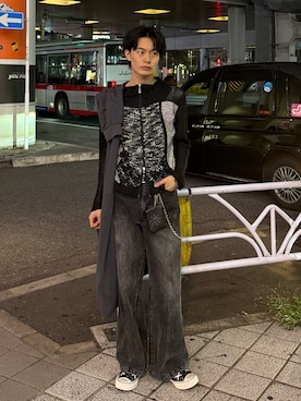 「WISH FOR EVER（ウィッシュフォーエバー）のSTUDS DESIGN COIN CASE / スタッズデザインコインケース（コインケース）」を使った、くま🧸さん（メンズ・174cm・20代）の秋コーディネート