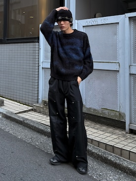 「スラックス」｜「アイテム（スニーカー）」を使った、くま🧸さん（メンズ・174cm）の秋コーディネート