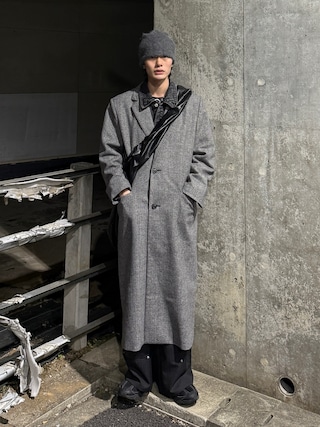 CLEL】Wool Blend Herringbone Tweed Coat / ウールブレンド