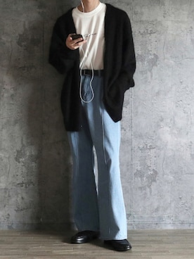 「Ellno Loset（エルノロゼット）のアイテム（カーディガン/ボレロ）」を使った、くま🧸さん（メンズ・174cm）の夏コーディネート