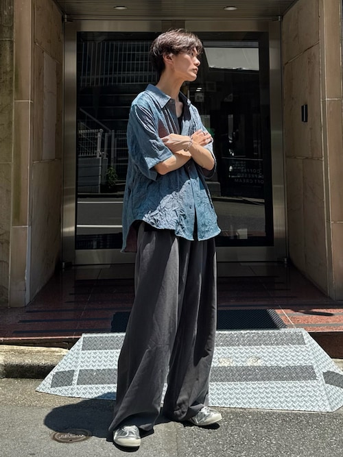 SLIGHT FLARE DOUBLE CLOTH BAGGY SLACKS