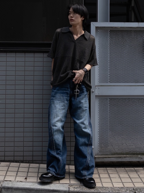 「CASPER JOHN(キャスパージョン)のSkipper summer knit/スキッパーサマーニット(ポロシャツ)」を使った、くま🧸さん(メンズ・174cm)の春コーディネート