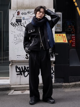 「アイテム（マフラー）」を使った、くま🧸さん（メンズ・174cm）の秋コーディネート