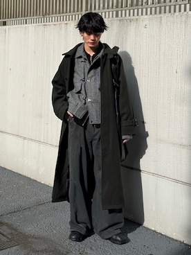 「アイテム（ステンカラーコート）」を使った、くま🧸さん（メンズ・174cm・20代）の冬コーディネート