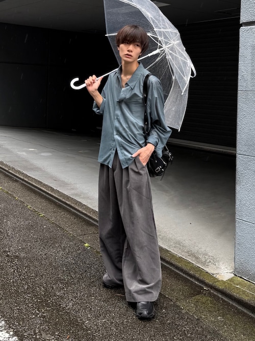 SLIGHT FLARE DOUBLE CLOTH BAGGY SLACKS