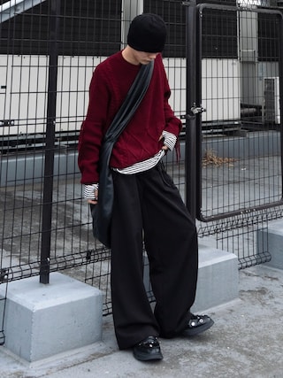 「LANDNESS（ランドネス）の【LANDNESS/ランドネス】U-Neck Finger-Hole Border L/S TEE/UネックフィンガーホールボーダーロングスリーブTEE（Tシャツ/カットソー）」を使った、くま🧸さん（メンズ・174cm）の秋コーディネート