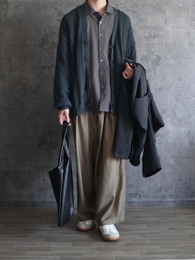 「カーディガン男子」｜くま🧸さん（メンズ・174cm）の春コーディネート