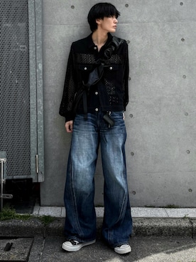 「NVRFRGT（ネヴァーフォーゲット）のアイテム」を使った、くま🧸さん（メンズ・174cm）の春コーディネート