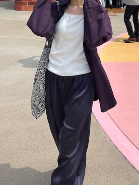 「サテンパンツ」｜「アイテム（キャミソール）」を使った、chiii0826さん（レディース・155cm）の冬コーディネート
