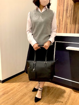 「アイテム（ビジネスシャツ）」を使った、BRICK HOUSE by Tokyo Shirts 浜松市野イオンモール店さん（レディース・155cm）の秋コーディネート