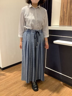 「Pitta Re:)（ピッタリ）のアイテム（シャツ/ブラウス、ブラウン系）」を使った、BRICK HOUSE by Tokyo Shirts 浜松市野イオンモール店さん（レディース・155cm）の夏コーディネート