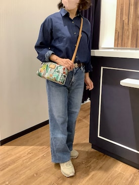 「BRICK HOUSE by TOKYO SHIRT（ブリックハウス）のアイテム（ショルダーバッグ、グリーン系）」を使った、BRICK HOUSE by Tokyo Shirts 浜松市野イオンモール店さん（レディース・155cm）の秋コーディネート