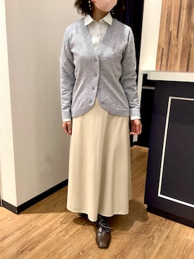 「アイテム（ビジネスシャツ）」を使った、BRICK HOUSE by Tokyo Shirts 浜松市野イオンモール店さん（レディース・155cm）の冬コーディネート