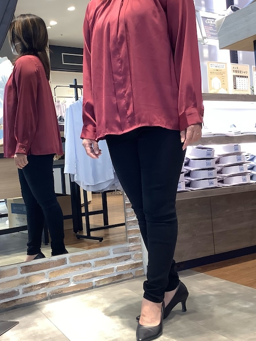 セール】ビンテージサテンバンドカラー 長袖ブラウス（シャツ