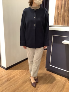 「BRICK HOUSE by TOKYO SHIRT（ブリックハウス）のアイテム（その他アウター、ブルー系）」を使った、BRICK HOUSE by Tokyo Shirts 浜松市野イオンモール店さん（レディース・155cm）の秋コーディネート