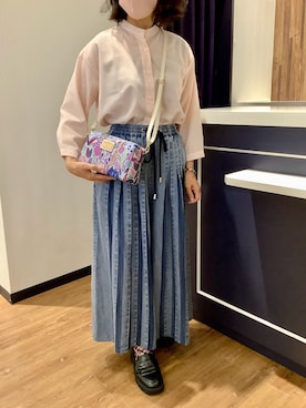 「Pitta Re:)（ピッタリ）のアイテム（シャツ/ブラウス、オレンジ系）」を使った、BRICK HOUSE by Tokyo Shirts 浜松市野イオンモール店さん（レディース・155cm）の夏コーディネート