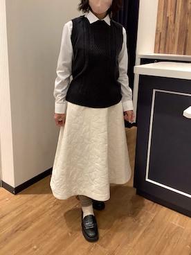 「アイテム（ビジネスシャツ）」を使った、BRICK HOUSE by Tokyo Shirts 浜松市野イオンモール店さん（レディース・155cm）の冬コーディネート