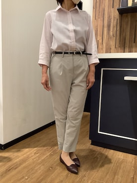 「TOKYO SHIRTS（トウキョウシャツ）の【Pitta Re:)】ふわっとガーゼシャツ レギュラーシルエット 七分袖 綿100% レディース カジュアルシャツ（シャツ/ブラウス、ピンク系）」を使った、BRICK HOUSE by Tokyo Shirts 浜松市野イオンモール店さん（レディース・155cm）の夏コーディネート
