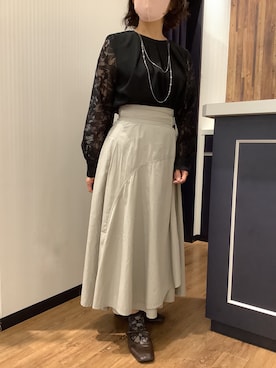 「BRICK HOUSE by TOKYO SHIRT（ブリックハウス）のアイテム（シャツ/ブラウス、ブラック系）」を使った、BRICK HOUSE by Tokyo Shirts 浜松市野イオンモール店さん（レディース・155cm）の秋コーディネート