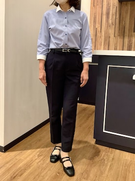 「TOKYO SHIRTS（トウキョウシャツ）のアイテム（ビジネスシャツ）」を使った、BRICK HOUSE by Tokyo Shirts 浜松市野イオンモール店さん（レディース・155cm）の春コーディネート