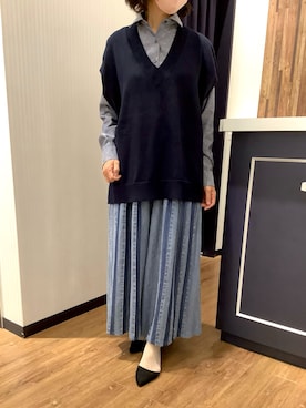 「アイテム（ビジネスシャツ）」を使った、BRICK HOUSE by Tokyo Shirts 浜松市野イオンモール店さん（レディース・155cm）の秋コーディネート